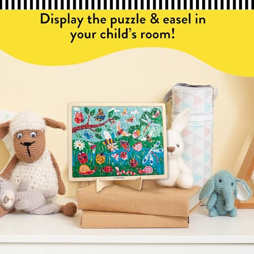 Mudpuppy Garden Life 100 Piece Wooden Puzzle for Kids, Ages 5+ | Scenic Garden Theme, Bright and Bold Illustrations, Display Stand Included, Sturdy Pieces, Wood, Room Decor - style: Garden Life