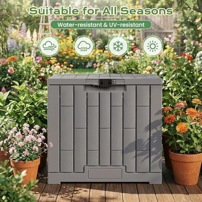 Jocoevol Deck Box 30 Gal, UV Resistant & Waterproof Outdoor Storage Box with Lock, Easy Assemble Storage Bins Container for Pool Patio Garden - size: 30Gal