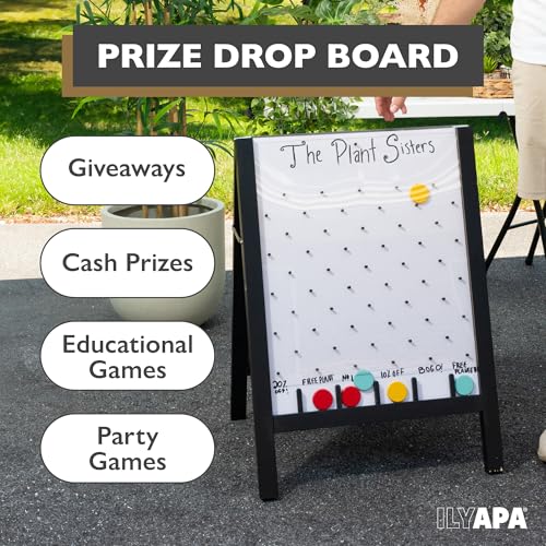 Ilyapa Prize Drop Board, 20x31 in - Penny Drop Game, Whiteboard Sign | Wooden A-Frame Whiteboard Sign, Includes 12 Coin Drop Discs & Eraser - For Trade Shows & Events - color: White, size: 21x30