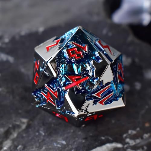 Rule Dice D&D Dice 7 Die Metal DND Dice Set, Weighted Metallic Dungeons and Dragons Dice Set, Large Polyhedral D and D Dice Sets, Cool MTG RPG Dice DND with Gifts Case for Role Playing (Black Red) - color: Black Red