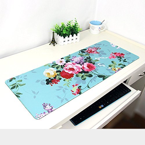 LIEBIRD® Extended XXL Gaming Mouse Pad - Portable Large Desk Pad for Laptop - Non-Slip Rubber Base (Peony) - color: Peony