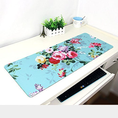 LIEBIRD® Extended XXL Gaming Mouse Pad - Portable Large Desk Pad for Laptop - Non-Slip Rubber Base (Peony) - color: Peony