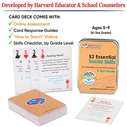 Mind Brain Emotion 52 Essential Social Skills Lessons & Teaching Tool Kit - Social Emotional Learning Activities for Parents, Teachers, School Counselor (Kindergarten, Elementary Kids) - style: Social Skills