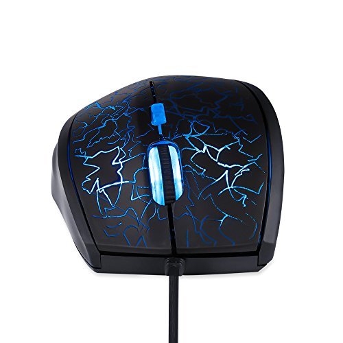 EagleTec MG030 2400 DPI Programmable Optical Gaming Mouse for PC, 6-Buttons, 2 Programmable Side Buttons, 4 LED Lighting Modes (Black)