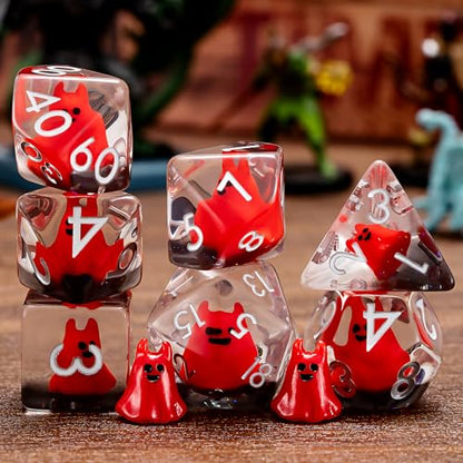 Polyhedral D&D Dice Red Sprite Dice,Resin DND Dice Set for Dungeons and Dragons MTG RPG Board Games - color: Red Sprite
