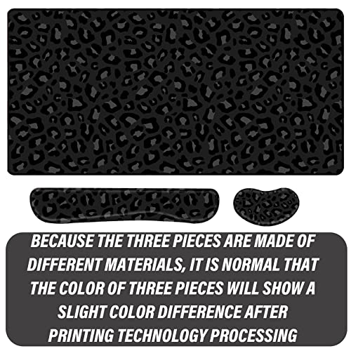 3Pcs Large Gaming Mouse Pad Desk Mat,Keyboard Mouse Wrist Rest Support Set,Extended Laptop Mouse Pad Memory Foam Non-Slip Base for Gamer Home Office(31.5x15.7in)-Black Leopard Cheetah - color: B4-Black Leopard Cheetah