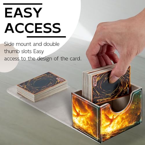 Trading Card Storage Box, Holds 100+ for MTG Cards, PU Leather with Magnetic Closure, Phoenix and Pirate Ship Fantasy Durable Deck Box for Magic the Gathering, Trading Card Games - color: Phoenix and Pirate Ship Fantasy