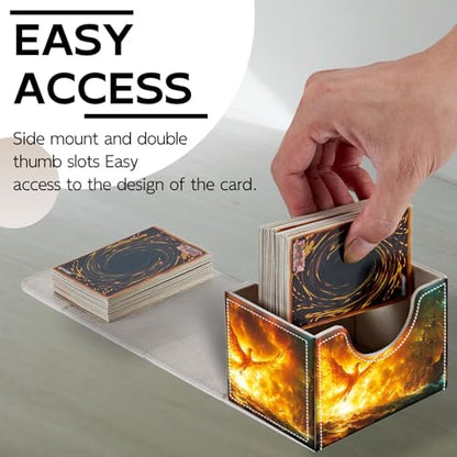 Trading Card Storage Box, Holds 100+ for MTG Cards, PU Leather with Magnetic Closure, Phoenix and Pirate Ship Fantasy Durable Deck Box for Magic the Gathering, Trading Card Games - color: Phoenix and Pirate Ship Fantasy