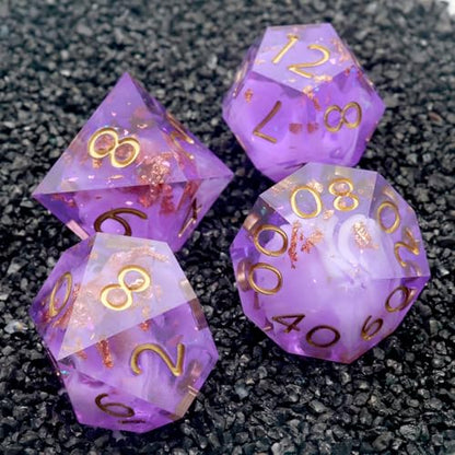 Haxtec DND Dice Set Sharp Edge Resin Dice Set with Dice Case, D and D Dice, Polyhedral D&D Dice Set Compatible with Dungeons and Dragons TTRPGs DND Gift - color: Purple White