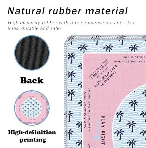 Tropical Palm Tree Mahjong Mat 31.5" x 31.5", Pink and Blue Coastal Beach Non-Slip Noise Reduction Mahjong Table Cover Accessories Supplies for Dominoes Poker Card Board and Tile Games Gifts - color: Tropical Palm Tree