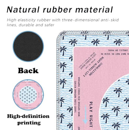 Tropical Palm Tree Mahjong Mat 31.5" x 31.5", Pink and Blue Coastal Beach Non-Slip Noise Reduction Mahjong Table Cover Accessories Supplies for Dominoes Poker Card Board and Tile Games Gifts - color: Tropical Palm Tree