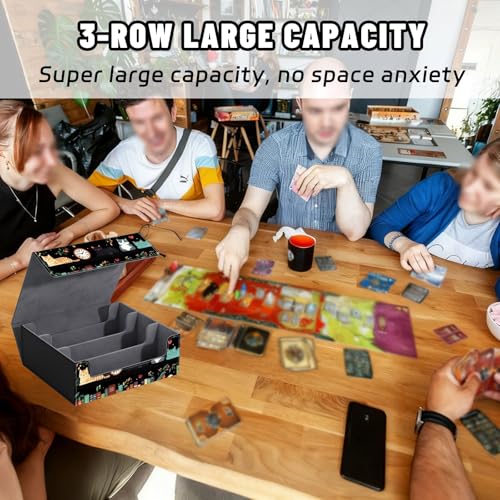 DEGDFSGR Card Game Storage Box for TCG MTG Commander Deck Box MTG Card Box Organizer Trading Card Case Magnetic Closure Creative Pattern Up to 2400 Cards, Cute Cat Bookshelf Clock - color: Cute Cat Bookshelf Clock