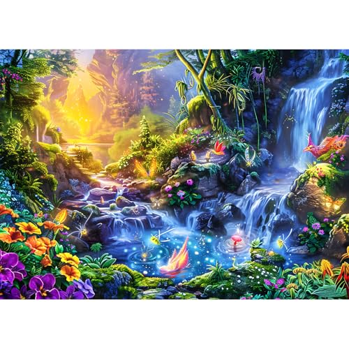 Puzzles for Adults 1000 Pieces,Magic Lake Jigsaw Puzzle with 1:1 HD Poster, Perfect Interlocking No Dust, Stress Relief Ideal Gift for Family Games - color: Magic Lake