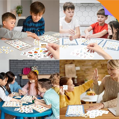 SpriteGru Spanish Bingo Game, 25 Boards for Spanish Vocabulary Bilingual Word Bingo Game Educational Toys for Language Learning - Ages 5 and up (Up to 25 Players) - style: Spanish Bingo Game
