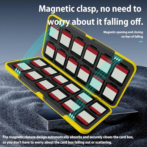 ONETIAOLONG Switch Game Case Holder for Switch 2 & OLED & Lite with 24 Cartridge Slots and 48 Micro SD Card Storage with Magnetic Closure,Protective Hard Shell and Soft Lining for Easy carrying - color: Yellow, style: 24-slots