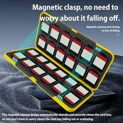 ONETIAOLONG Switch Game Case Holder for Switch 2 & OLED & Lite with 24 Cartridge Slots and 48 Micro SD Card Storage with Magnetic Closure,Protective Hard Shell and Soft Lining for Easy carrying - color: Yellow, style: 24-slots