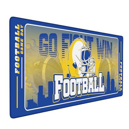 Football Desk Mat, Large Stitched Edges Gaming Mouse Pad, Blue Gold City Design Keyboard Mat for Laptop Computer Desktop - 31.5x12 Inch for Football Fans - color: Blue Gold Football