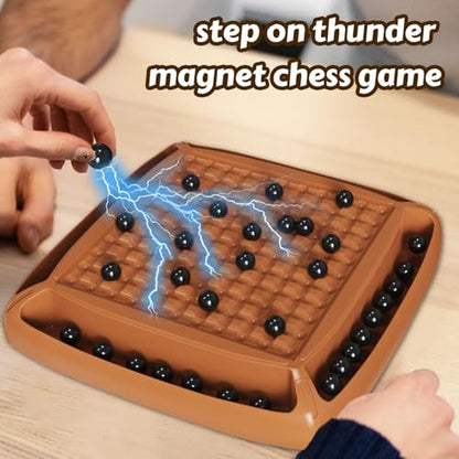 Magnet Game, Magnetic Game Board Games for Kids 8-12 and Adults, Magnet Chess Set Family Games Ideal for Family and Friend Games Night, 2-4 Players - style: Brown 40 Bead
