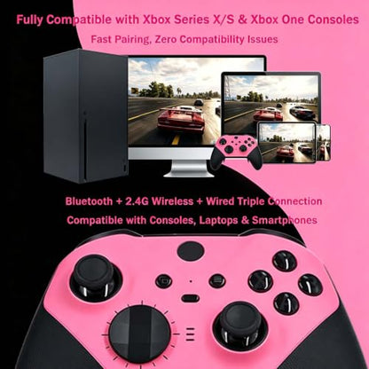 DIY Customized Model 1797 Elite Series 2 Controller-Vest Pink,Gaming Controller Compatible with Xbox Elite Series 2,Wireless Controller with 3.5mm Audio Jack,Compatible for Xbox One,Xbox Series X/S,DIY Controller With Accessory Bag - color: Vest Pink