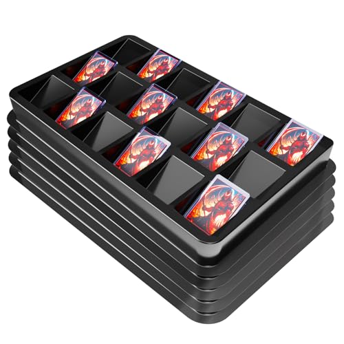 Card Sorting Tray for Toploader – 5ct Stackable Trading Card Organizer Display Case, 18-cell Organize and Sort TCG Cards, Durable and Convenient Storage Solution - size: Large - Toploaders