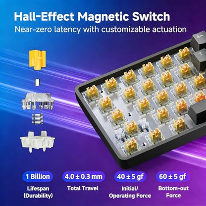 TMKB T68-C HE Hall Effect 60% Gaming Keyboard, 8000Hz, 0.02mm Rapid Trigger | Magnetic Switches, Adjustable Actuation, Web Driver, RGB Backlight, Wired, Gift for Teens, Students and FPS Gamers