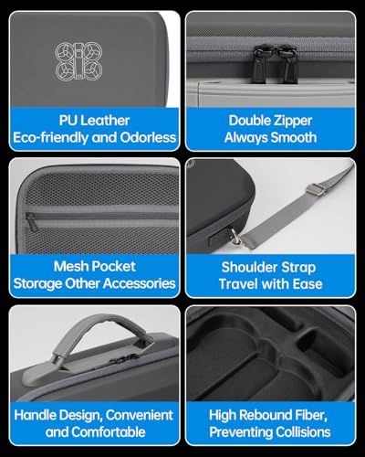 Carrying Case for DJI Neo Fly More Combo,PU Leather Shoulder Bag | Waterproof Storage Bag with Adjustable Strap for DJI Neo Drone, RC-N3/N2 Remote Controller, Battery, Charging Hub