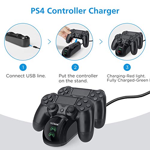PS4 Controller Charger, Upgraded Fast-Charging Port Docking Station Stand for PS4 / P4 Slim/PS 4 Pro Controller, Black