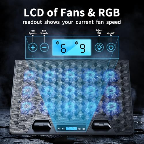KeiBn Laptop Cooling Pad, Gaming Laptop Fan Cooling Pad with 15 Quiet Fans, RGB Laptop Cooler for 10-17.3 Inch, 4 Height Stands, 2 USB Ports - Blue - size: AA2-15-Blue