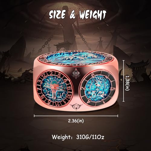 DNDND Unique Spinner Dice, 8-in-1 Hexagonal Metal Dice with Dual D20 Monster Themed Dice Set for DND Dungeons and Dragons, Dungeon Masters with Collectible Gift Tin (Rose with Teal) - color: Rose Teal