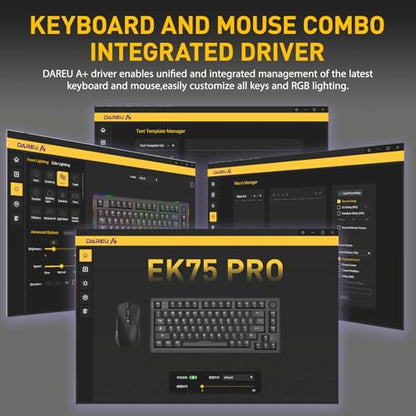 DAREU EK75PRO Wireless Mechanical Gaming Keyboard,75% Hot Swap Creamy Keyboard with Knob,RGB Backlit,Gasket Custom Structure,PBT Keycaps,2.4Ghz/BT5.1/USB-C, for Win/MAC - color: Black