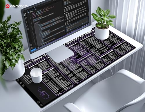 excovip Commands Shortcuts Mouse Pad for Visual Studio-80x30x0.2 cm Extended Large Cheat Sheet Mousepad PC Office Spreadsheet Keyboard Mouse Mat Non-Slip Stitched Edge 0472 - color: for Visual Studio