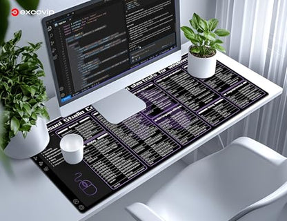 excovip Commands Shortcuts Mouse Pad for Visual Studio-80x30x0.2 cm Extended Large Cheat Sheet Mousepad PC Office Spreadsheet Keyboard Mouse Mat Non-Slip Stitched Edge 0472 - color: for Visual Studio