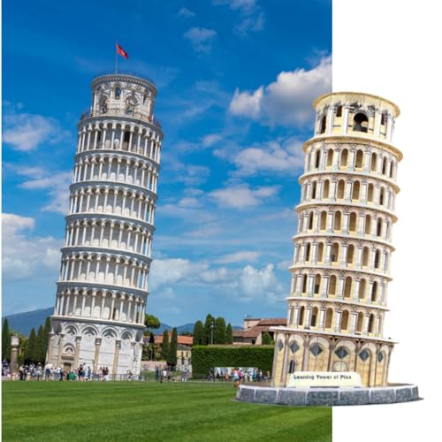 Architecture World Famous of 3D Puzzle.Build Your Own Collection of 17 Global Landmarks (Notre Dame, Colosseum) - Educational DIY Model Kit for Kids & Adults. (Leaning Tower of Pisa) - color: Leaning Tower of Pisa