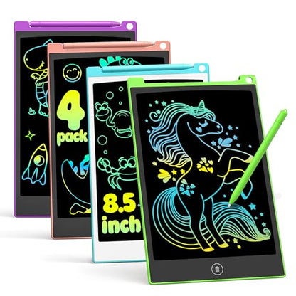 TECJOE 4 Pack LCD Writing Tablet, 8.5 Inch Colorful Drawing Board, Kids Travel Games Activity Learning Toys, Birthday Gifts for 3-8 Year Old Boys Girls Toddlers Preschooler - color: Blue & Pink & Purple & Green