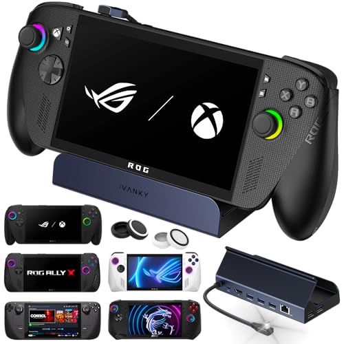 iVANKY Upgraded 10-in-1 Docking Station for ROG Xbox Ally X(2025)/Steam Deck OLED/ASUS ROG Ally X, 4K@144Hz Dock for Lenovo Legion GoS/MSI Claw, HDMI 2.1, 1Gbps Ethernet, 5*USB-A 3.0, 100W Charge - color: Tarnish