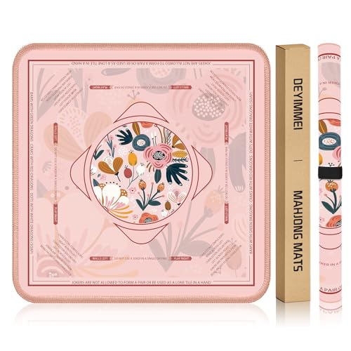 Deyimmei Mahjong Mat for Table - Non-Slip Mahjong Table Cover with Storage Pockets, Perfect Mahjong Accessories & Gifts for Women, Men, and Mahjong Enthusiasts (Blush Garden) - style: Blush Garden