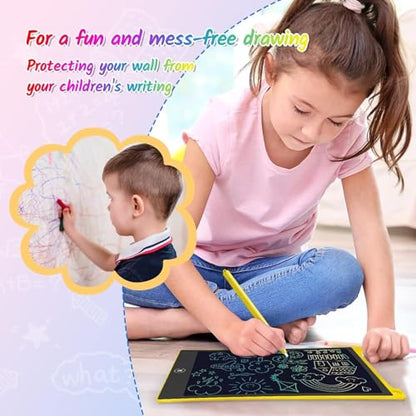 TECJOE 10 Inch 2 Pack LCD Writing Tablet for Kids, Mess Free Drawing Tablet | Colorful Drawing Pad, Travel Road Trips Essential, Quiet Time, Learning Toys Birthday Gifts for Boys Girls Ages 3-8 - color: Bule Yellow