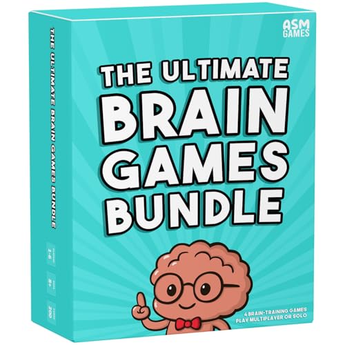 The Ultimate Brain Games Bundle, Fun 4-in-1 Card Game for Kids and Adults | Includes Memory Games, Word Games and Brain Teaser Puzzles, the Best Gift and STEM Toy for Kids 8-12, Adults and Seniors