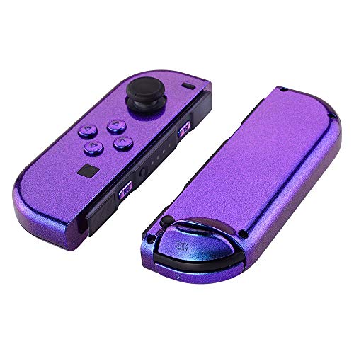 eXtremeRate DIY Replacement Shell Buttons for Nintendo Switch & Switch OLED, Chameleon Purple BlueCustom Housing Case with Full Set Button for Joycon Handheld Controller - Console Shell NOT Included - color: Chameleon Purple Blue