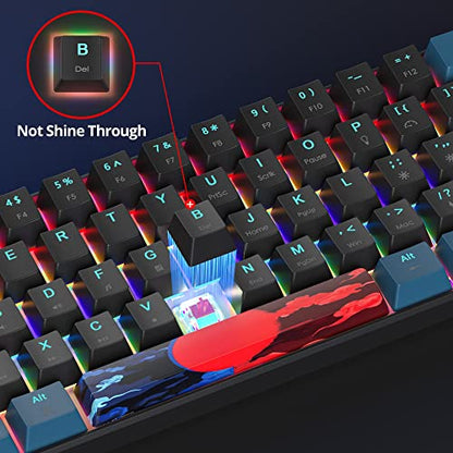 Portable 60% Mechanical Gaming Keyboard Blue/Black, Rainbow Backlit Wired Key Board with Red Switch, Compact 61 Keys Mini Office Keyboards for Laptop PC (61 Monster B/Red Switch) - color: 61 Monster B/Red Switch