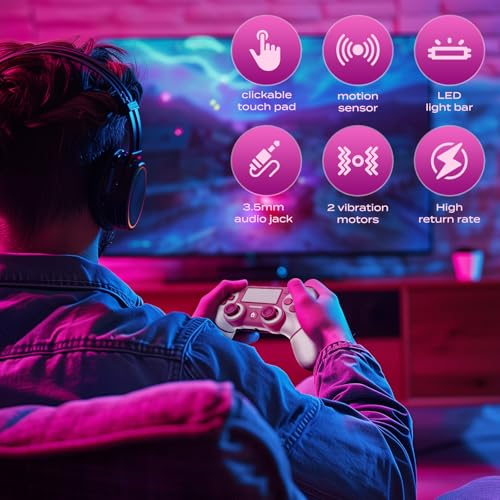 Ubsvaky Wireless Controller Compatible with PS4/Pro/Slim, Black ps4 controller with Dual Vibration, 1000mAh Battery, 6-Axis Motion Sensor (Pink1) - color: Pink1