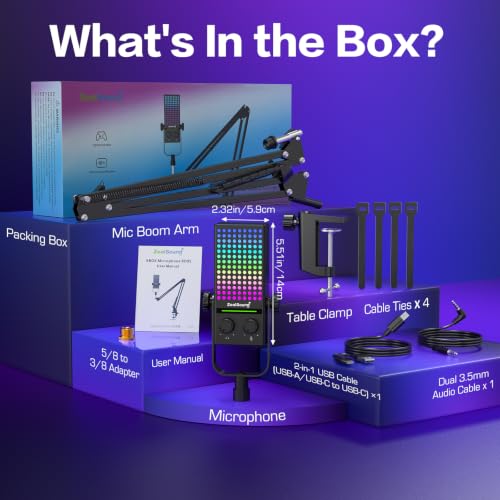 ZealSound Gaming Microphone for Xbox with Boom Arm, USB Microphone for PC Mac iPhone & Android, Noise Reduction, One-Tap Mute, Gain Control, Zero-Latency Monitoring for Gaming, Streaming, Podcasting