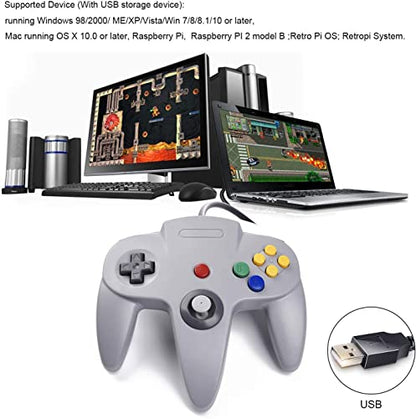 miadore 4 Pack USB Wired N64 Controller, Classic N64 PC Gamepad Joystick Controller for Windows PC MAC Linux Raspberry Pi 3