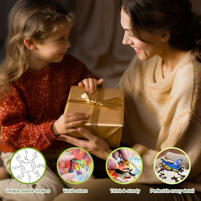 Wooden Puzzles for Kids Ages 4-6 - Giraffe Puzzle (11.4 x 11.4 in) - 50 Piece Puzzles for Kids - All Pieces Unique Shape - Gifts for Boys Girls Toddlers Ages 3-5 2-4 Year Old - color: Cute Giraffe