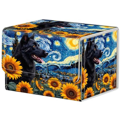 Dog in Starry Night Deck Box for MTG Commander | Holds 100+ Double-Sleeved Cards | Strong Magnetic TCG Card Case for Collectible Games - color: Dog in Starry Night