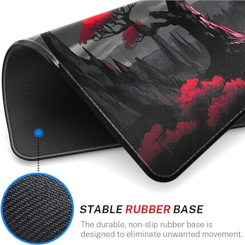 Stitched Edges TCG Playmat, 24 x 14 inches MTG Mat for MTG DTCG CCG RPG Trading Card Game Playmats Smooth Surface Battle Game Rubber Collection - color: Night Scenery