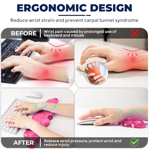 Gel Cloud Keyboard & Mouse Wrist Rest Set - Cloud Keyboard Wrist Rest Pad & Mouse Support for Office Gaming Pad Computer Laptop Ergonomic Comfortable Pain Relief- Cloud Pad Set - color: Pad Set - Peach Pink