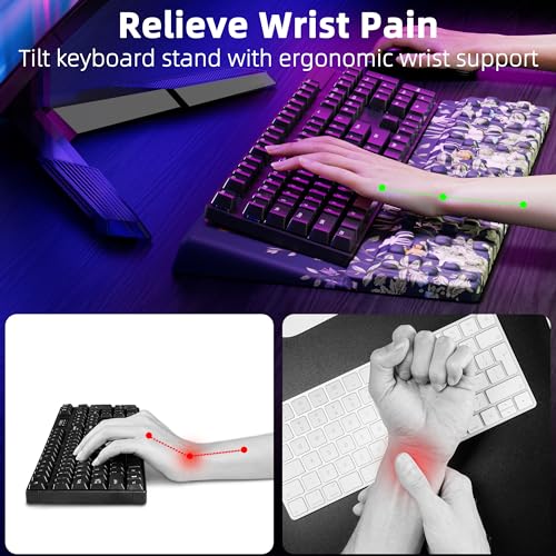 Ospelelf Keyboard Stand Pad with Wrist Rest, Comfy Ergonomic Keyboard Riser Holder for Office Home - color: Flowery