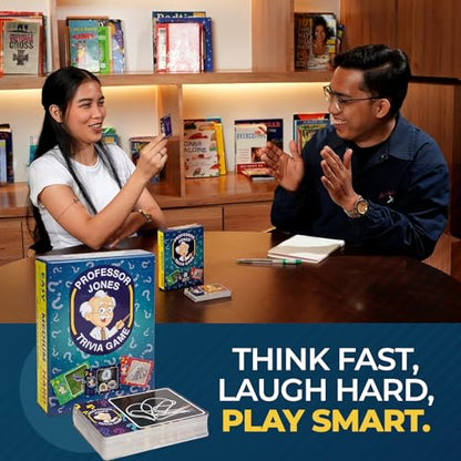Trivia Game by Professor Jones – 450 Questions with Easy, Medium & Hard Levels, Photo Challenge Cards, Family Trivia Game for Adults & Teens, Party & Game Night Trivia Cards