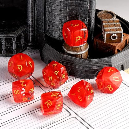 7-Piece Diamond Cut Dice Set D&D Set for Dungeons and Dragons, RPG, Tabletop Games, remium Gift Box & Durable Design - color: Ls-7